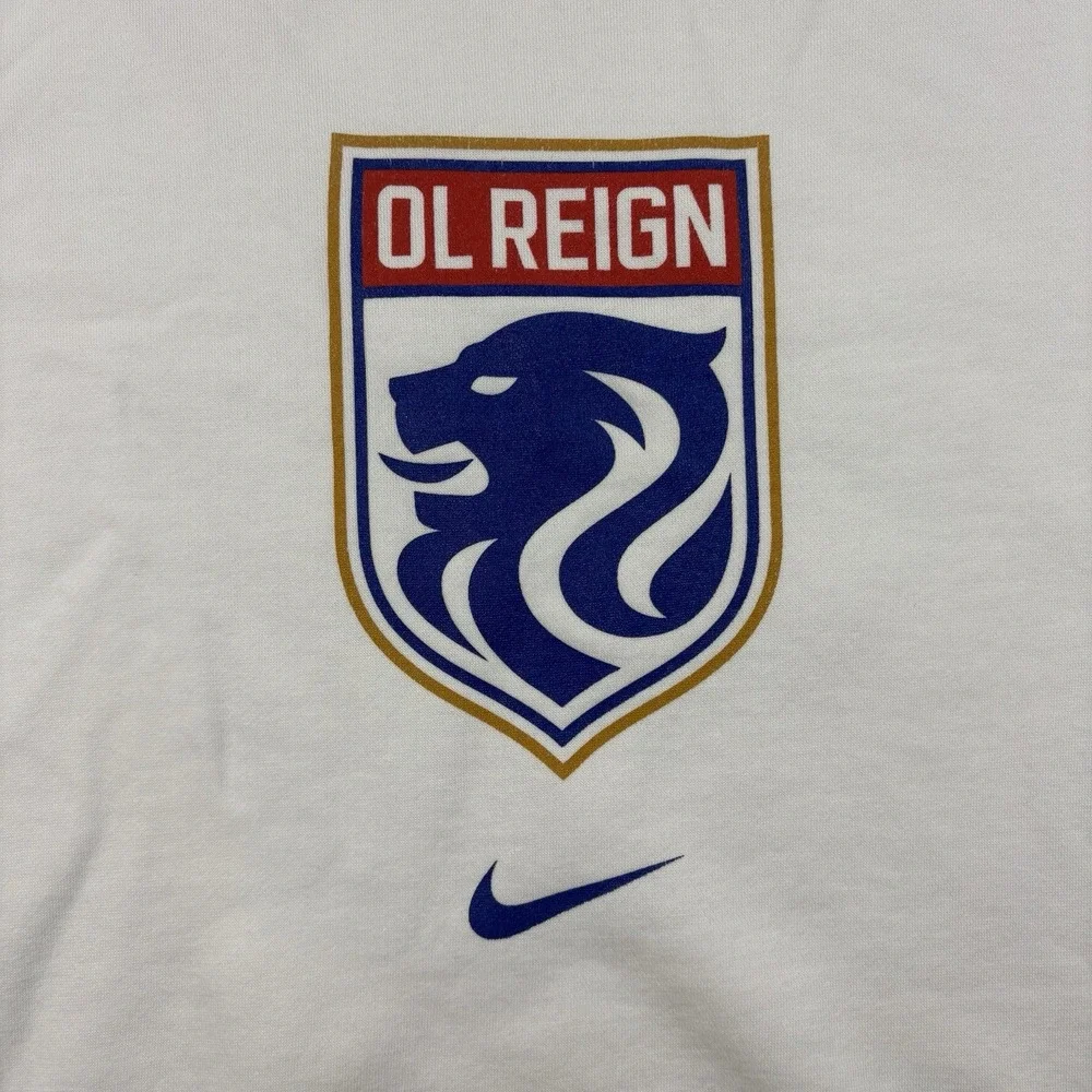Nike OL Reign NWSL Seattle Soccer Crewneck Sweatshirt White Mens L Center Swoosh